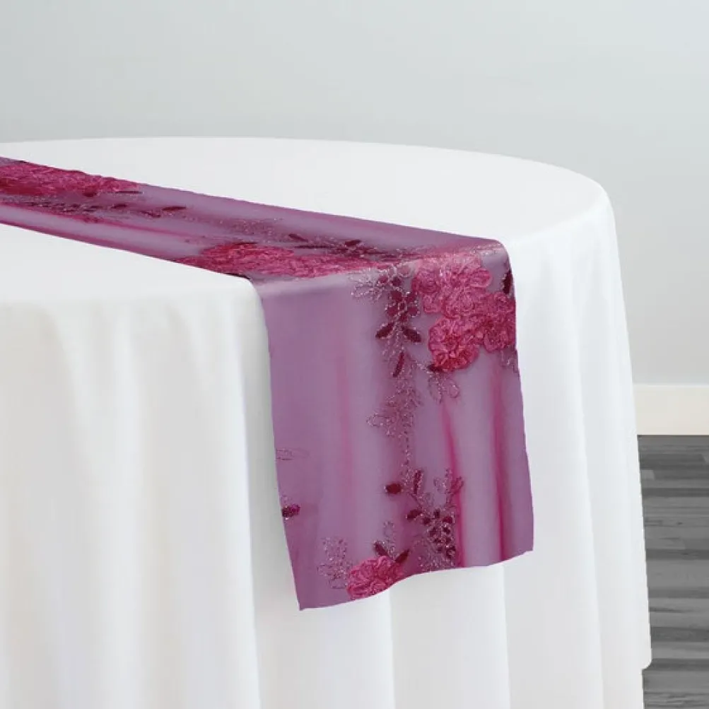 Ribbon Mesh Lace Table Runner in Blush