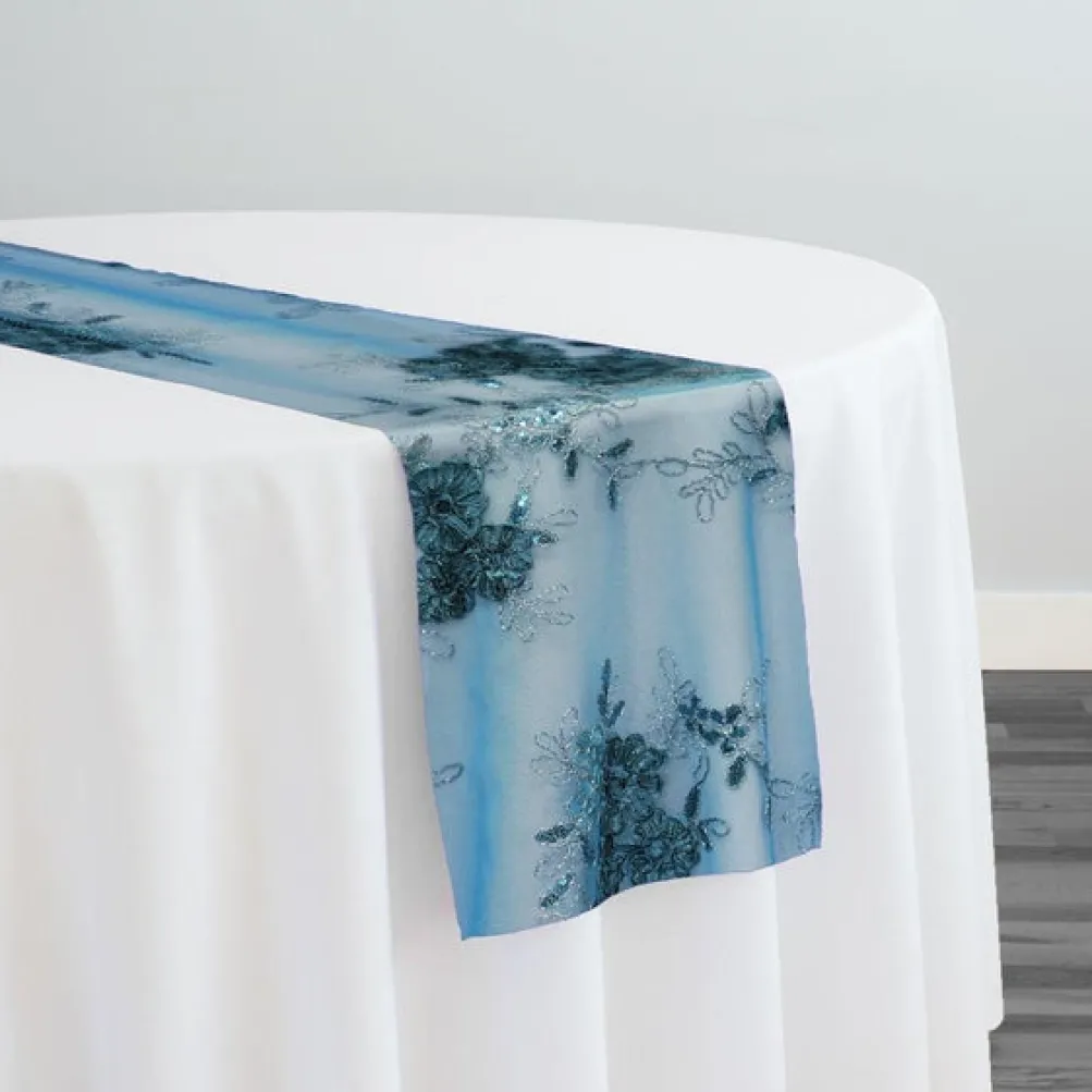 Ribbon Mesh Lace Table Runner in Turquoise