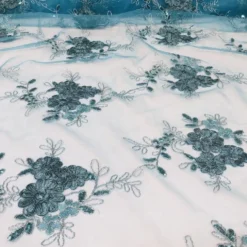 Ribbon Mesh Lace Table Runner in Turquoise