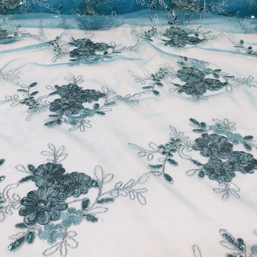 Ribbon Mesh Lace Table Runner in Turquoise