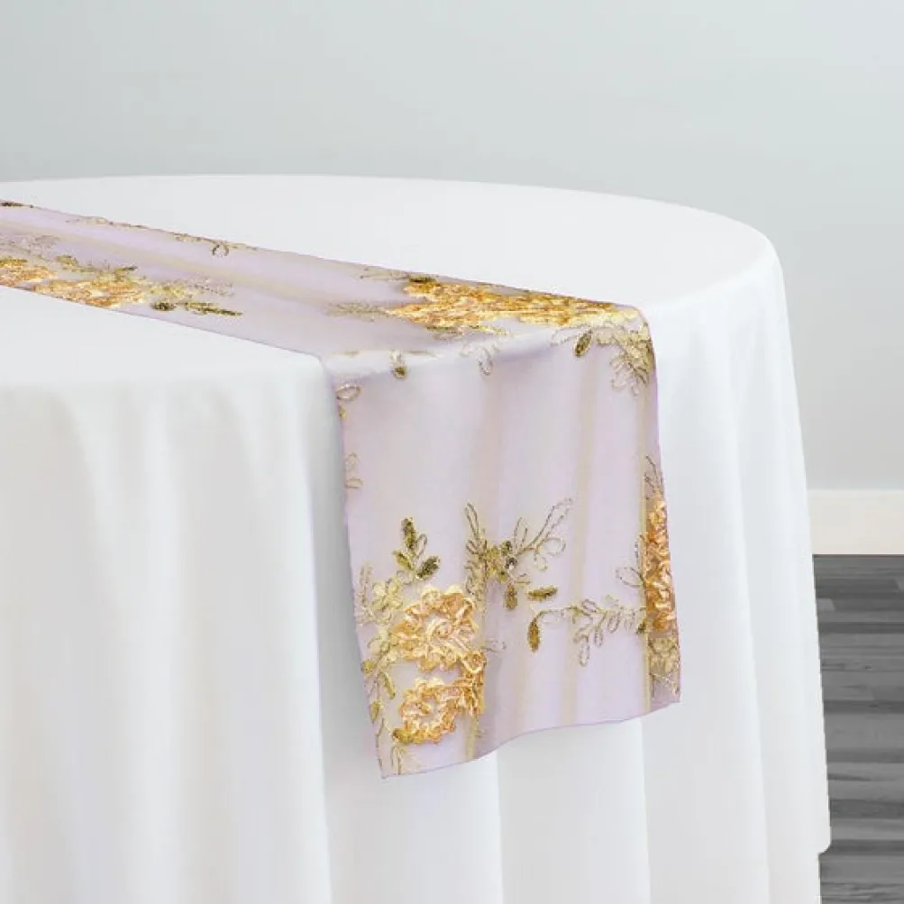 Ribbon Mesh Lace Table Runner in Gold