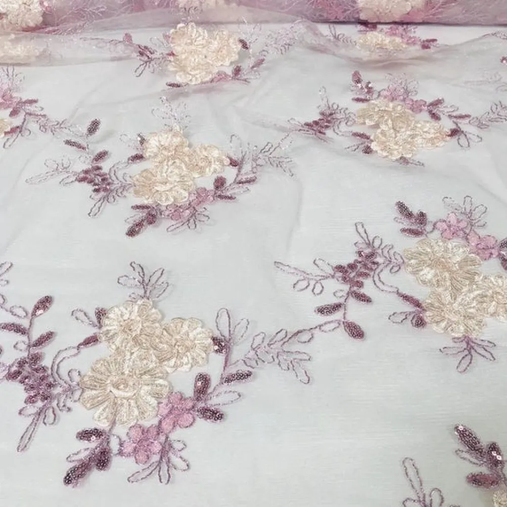 Ribbon Mesh Lace Table Runner in Blush Mix