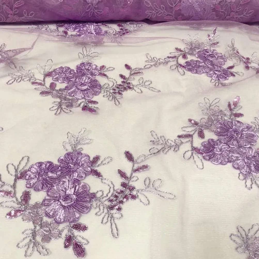 Ribbon Mesh Lace (w/ Poly Lining) Table Napkin in Lilac