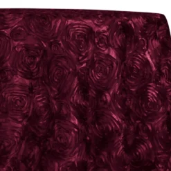 Rose Satin (3D) Table Linen in Burgundy