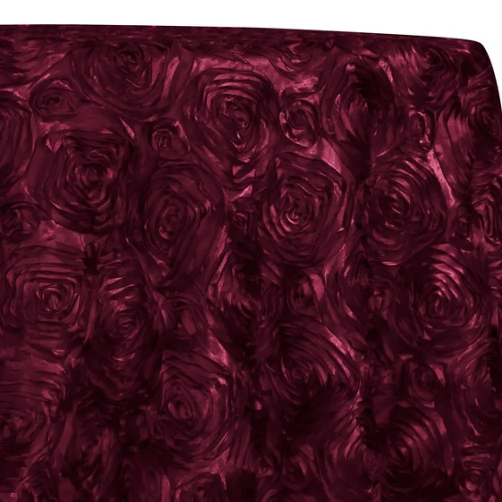 Rose Satin (3D) Table Linen in Burgundy