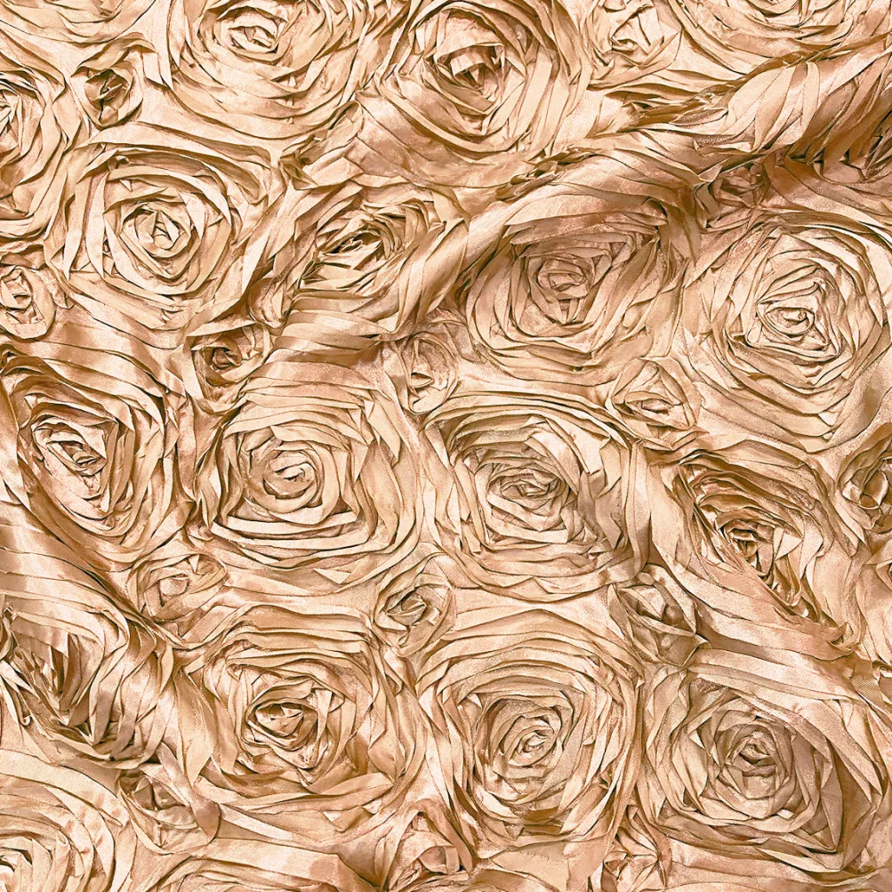 Rose Satin (3D) Table Linen in Champagne