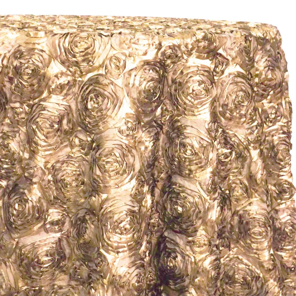 Rose Satin (3D) Table Linen in Champagne