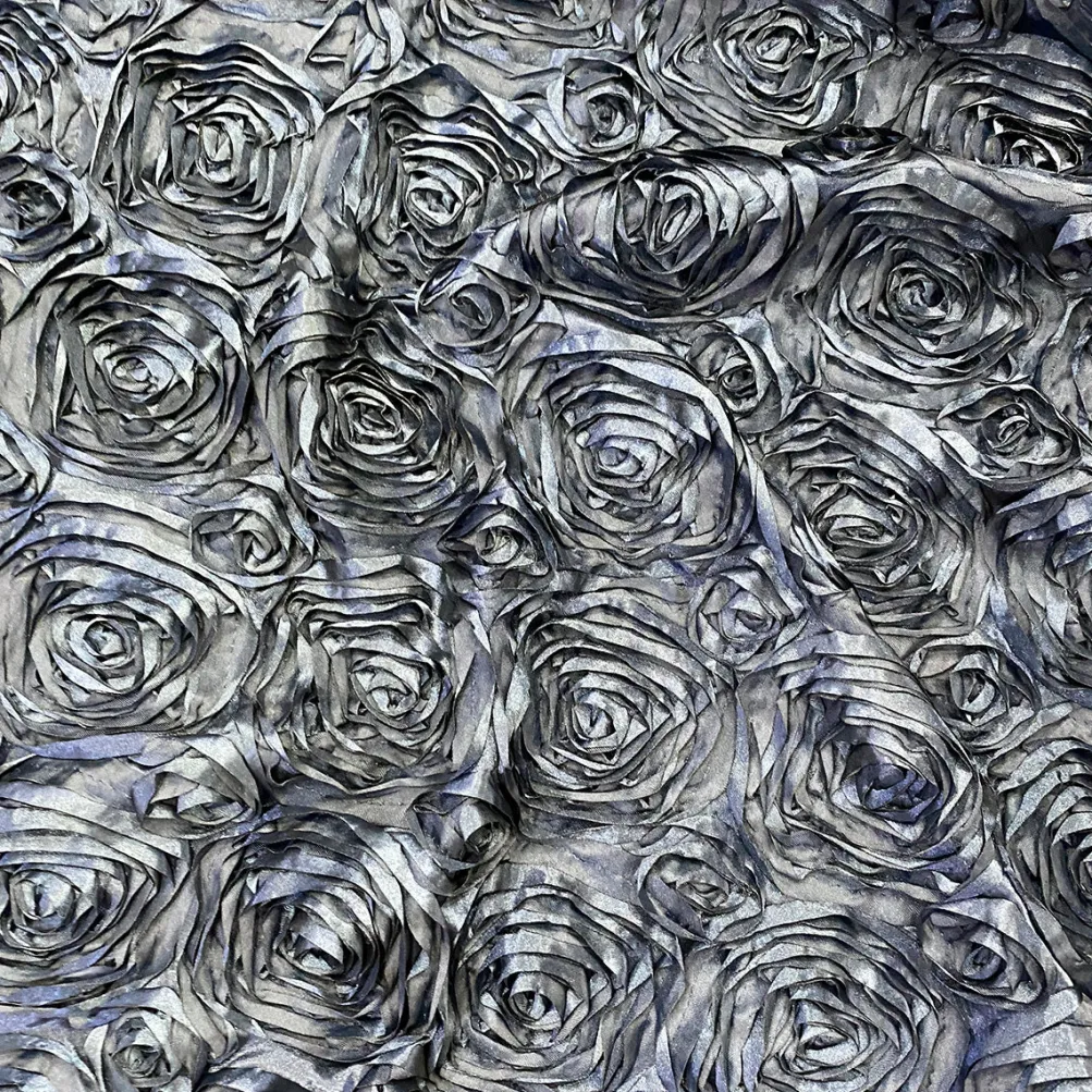 Rose Satin (3D) Table Linen in Charcoal