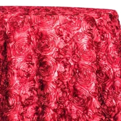 Rose Satin (3D) Table Linen in Coral