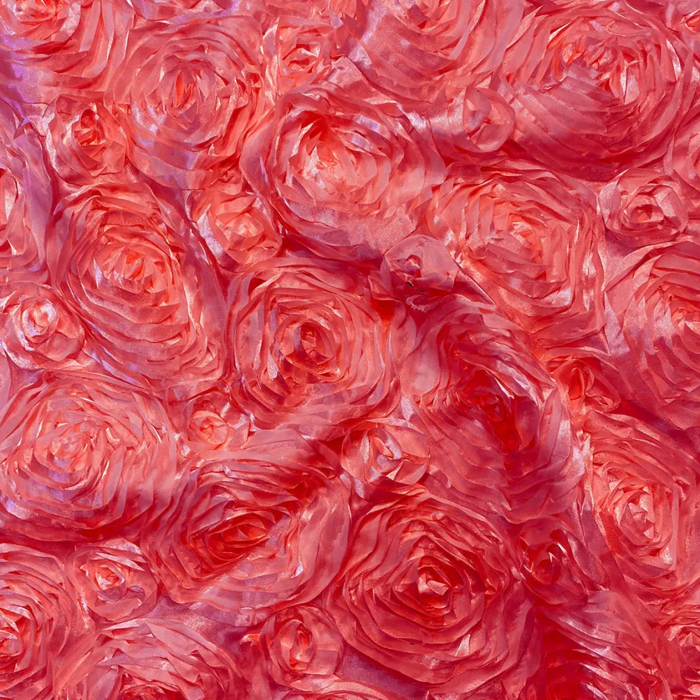 Rose Satin (3D) Table Linen in Coral