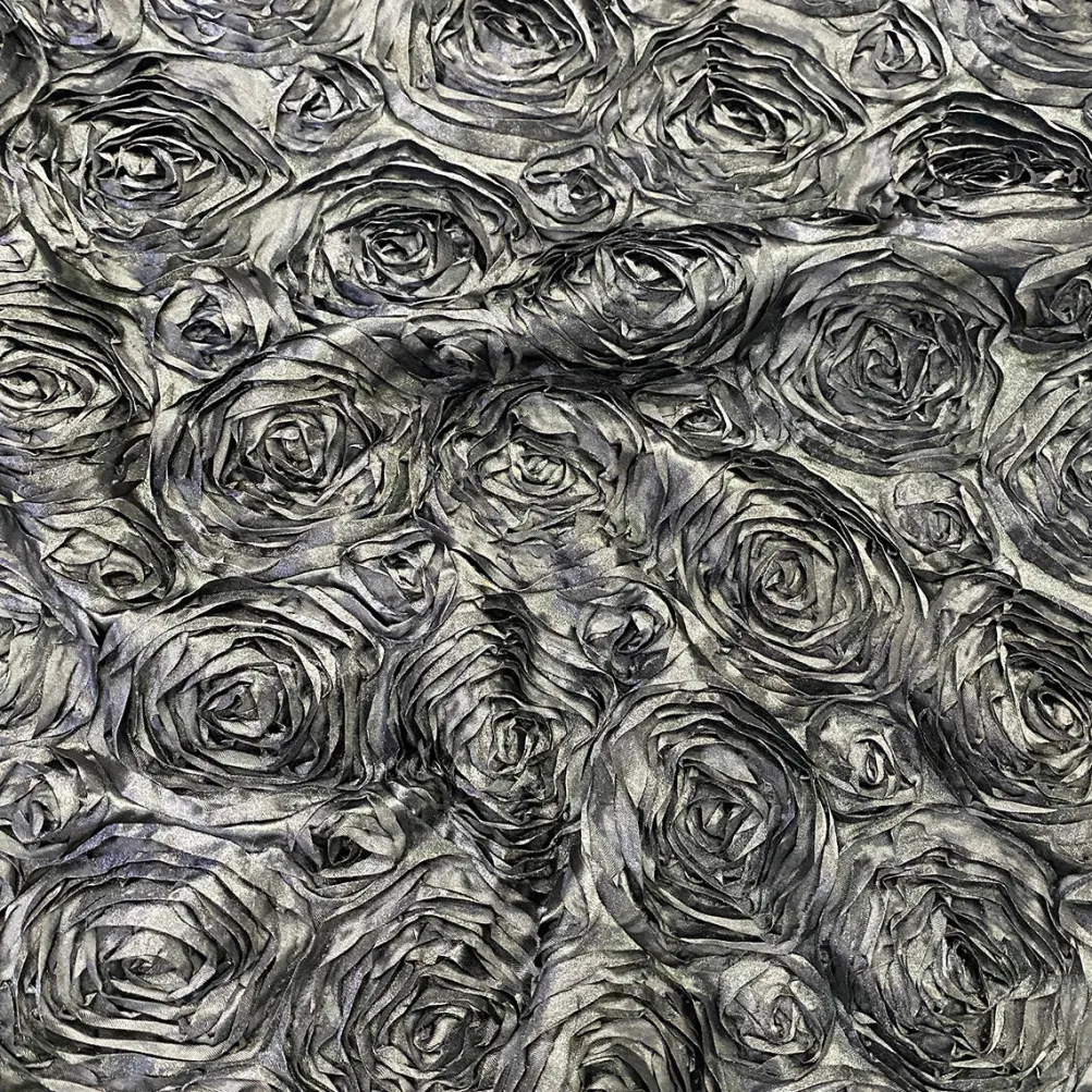 Rose Satin (3D) Table Linen in Grey