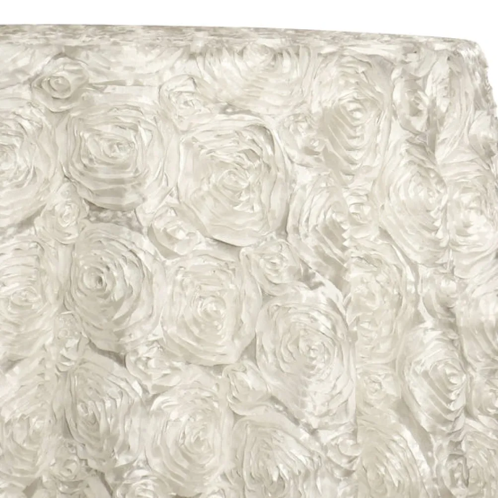 Rose Satin (3D) Table Linen in Ivory 113
