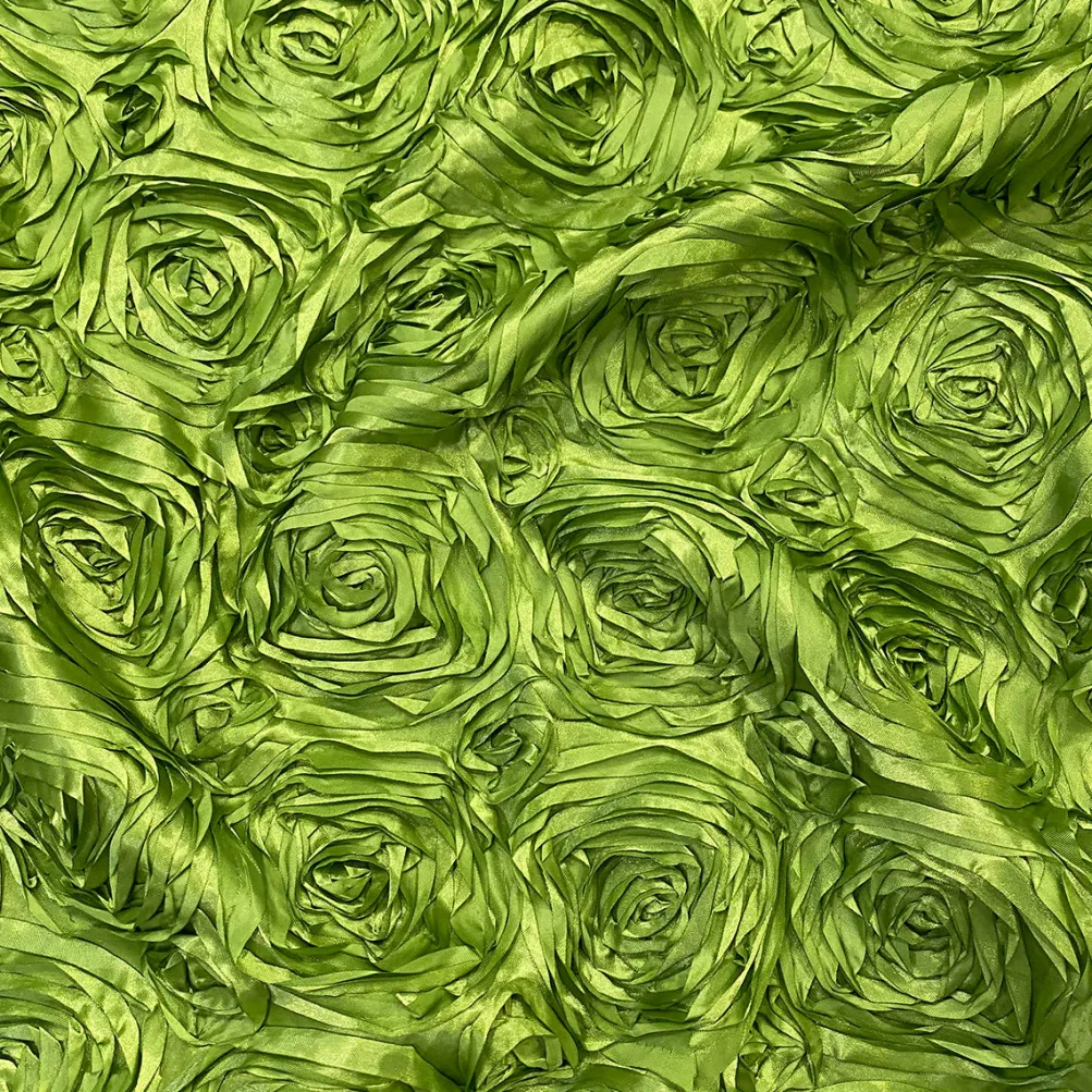 Rose Satin (3D) Table Linen in Lime
