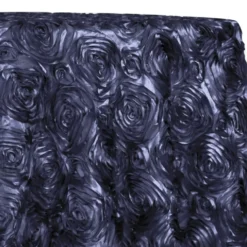 Rose Satin (3D) Table Linen in Navy