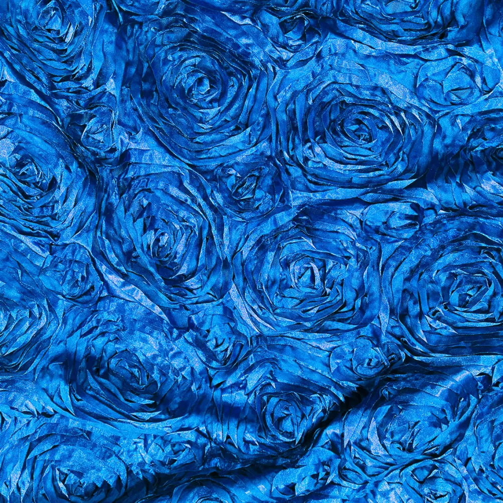 Rose Satin (3D) Table Linen in Peacock
