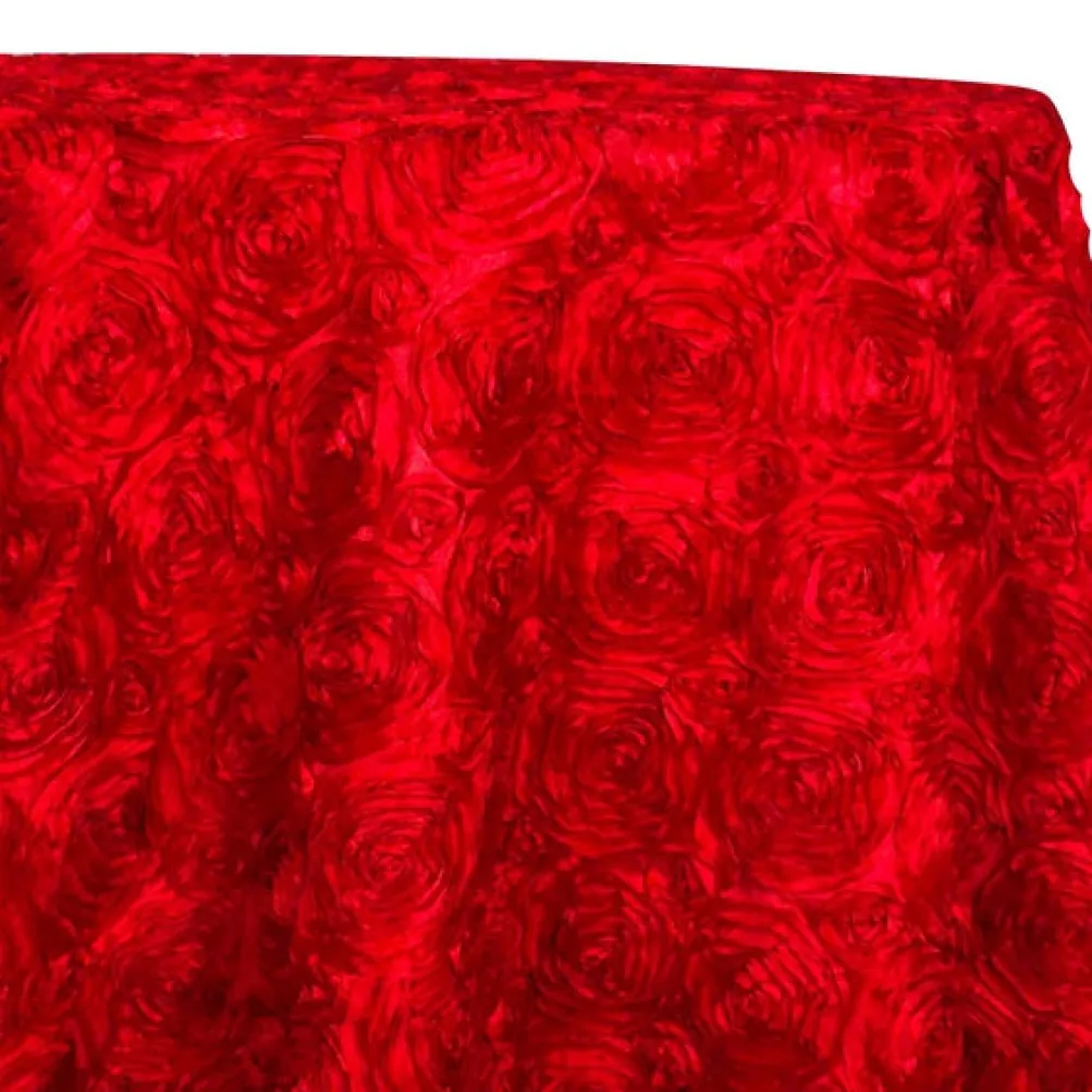 Rose Satin (3D) Table Linen in Red