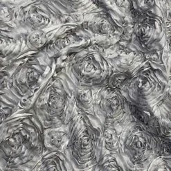 Rose Satin (3D) Table Linen in Silver