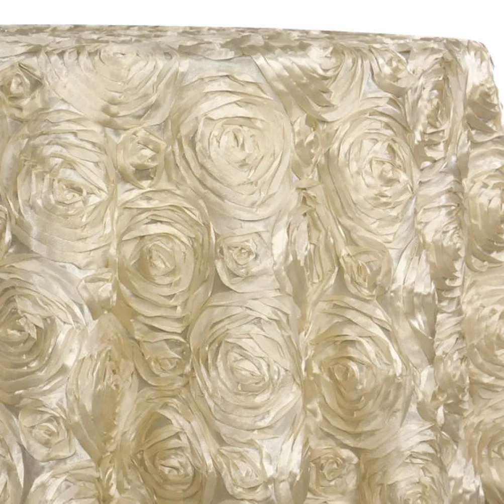 Rose Satin (3D) Table Linen in Taupe