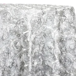 Rose Satin (3D) Table Linen in White