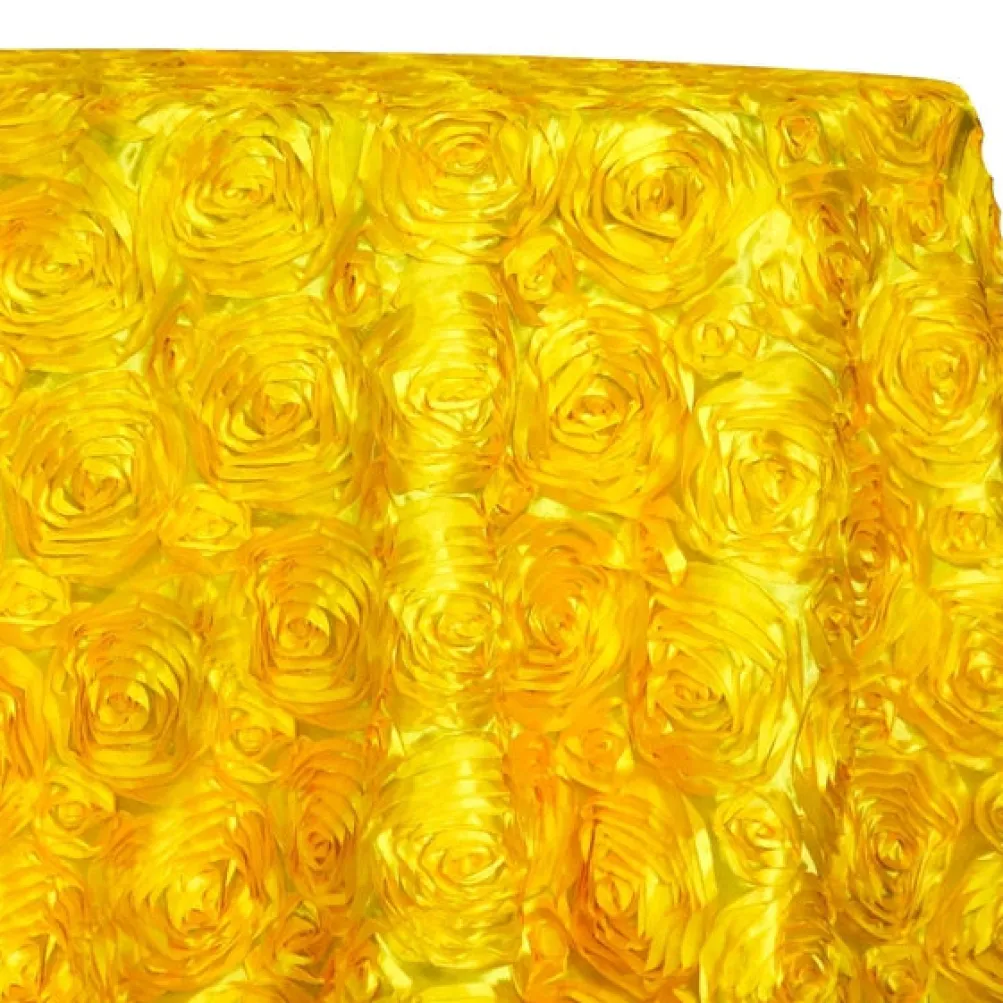 Rose Satin (3D) Table Linen in Yellow D 215