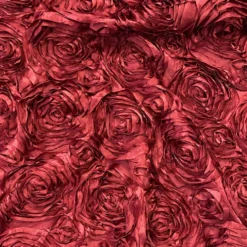 Rose Satin (3D) Table Runner in Burgundy
