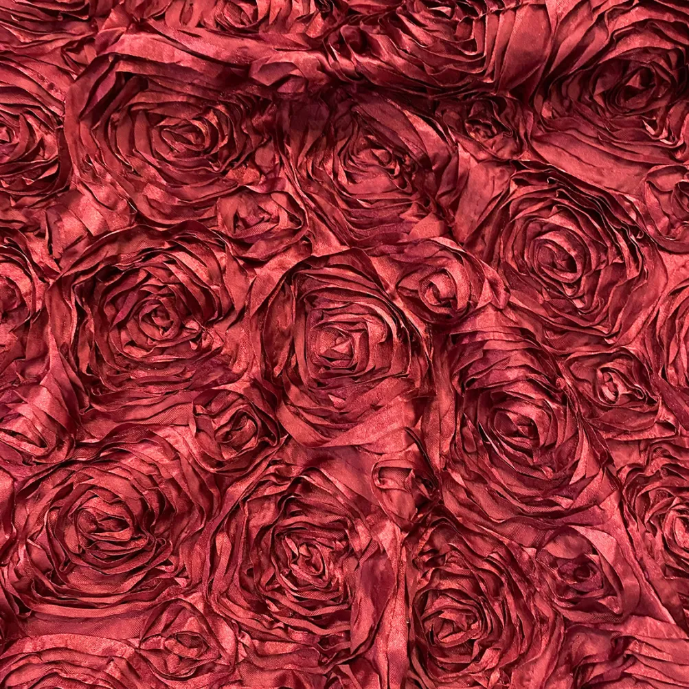 Rose Satin (3D) Table Runner in Burgundy