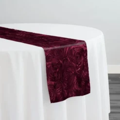 Rose Satin (3D) Table Runner in Burgundy