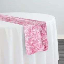 Rose Satin (3D) Table Runner in Dark pink