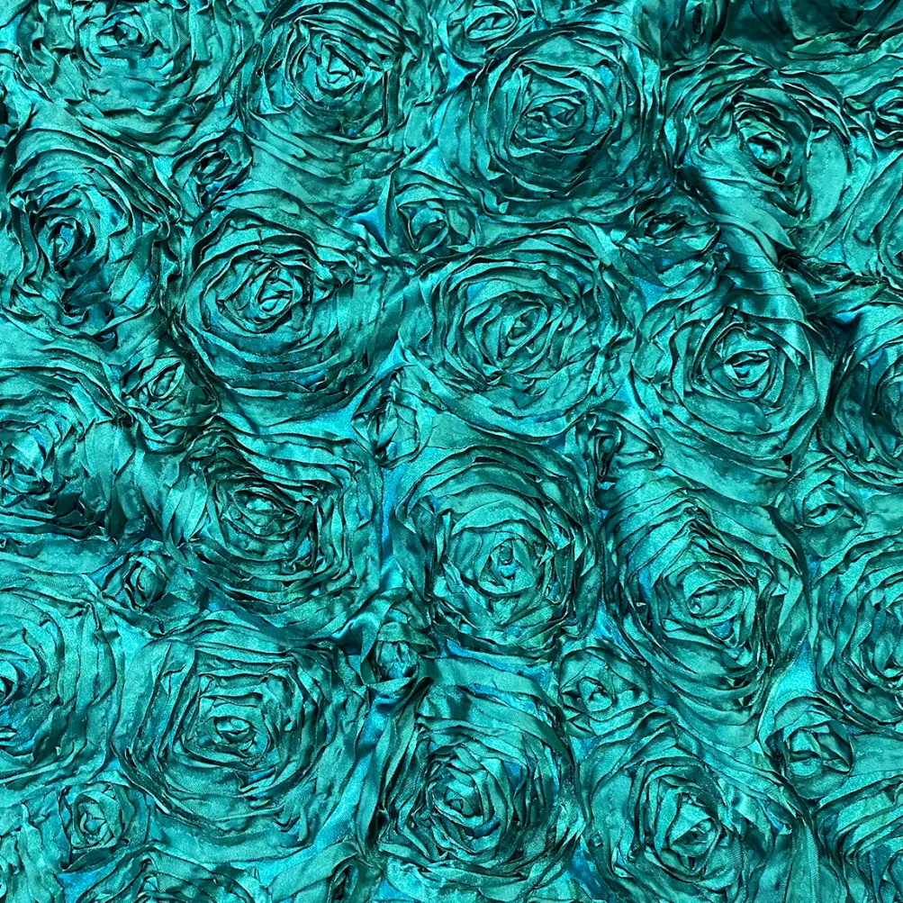 Rose Satin (3D) Table Runner in Jade