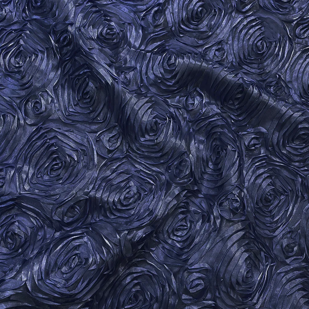Rose Satin (3D) Table Runner in Navy