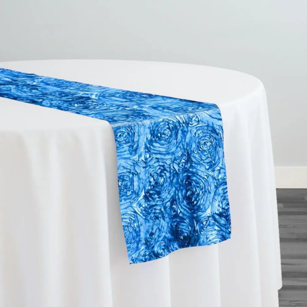 Rose Satin (3D) Table Runner in Peacock