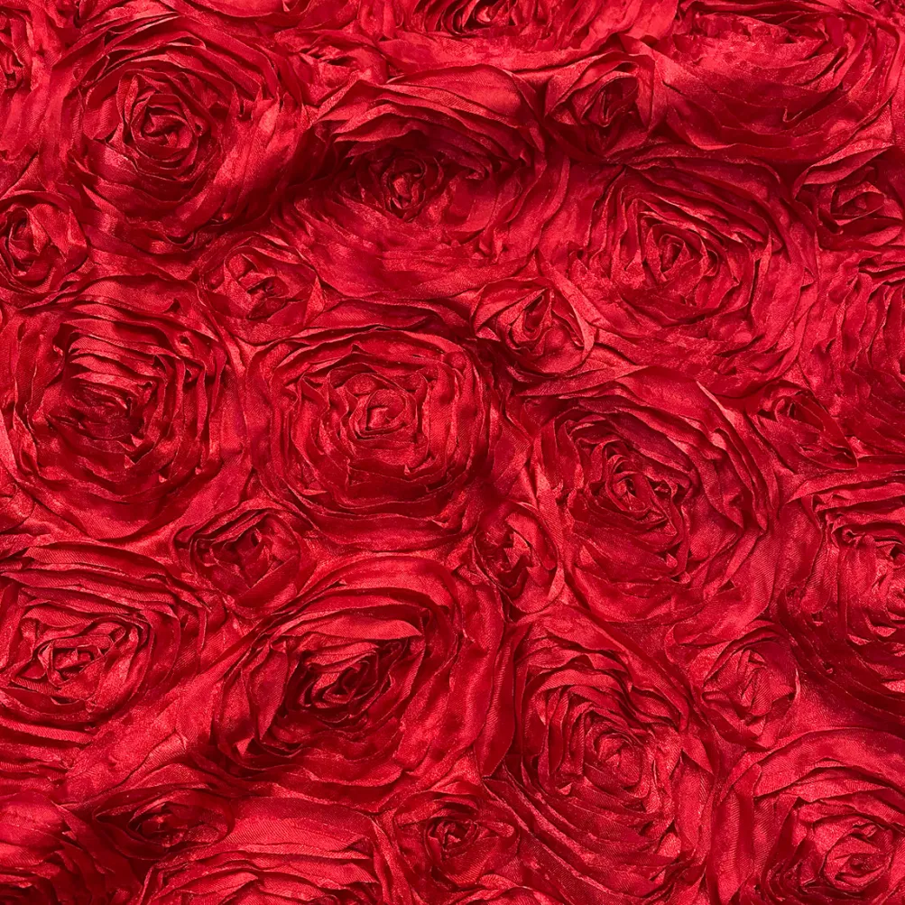 Rose Satin (3D) Table Runner in Red