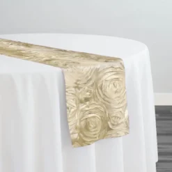 Rose Satin (3D) Table Runner in Taupe
