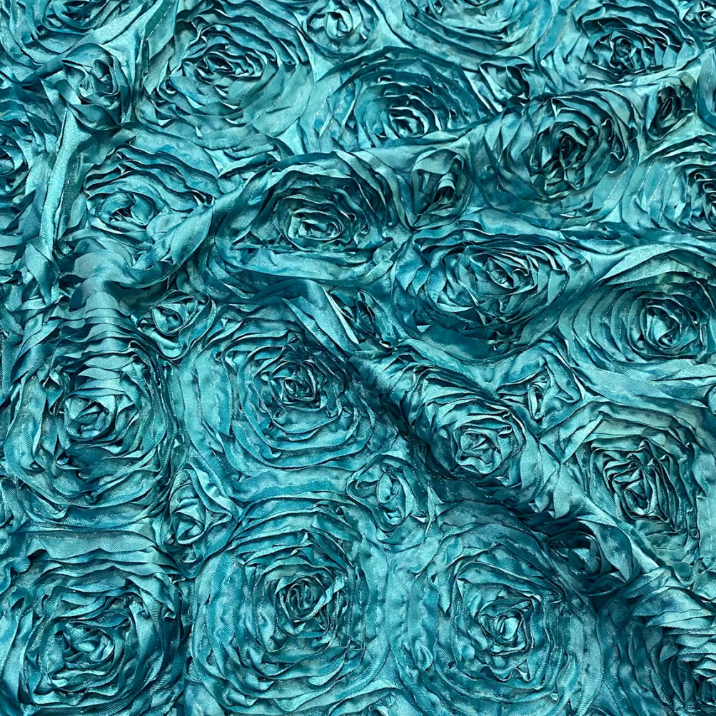 Rose Satin (3D) Table Runner in Turquoise
