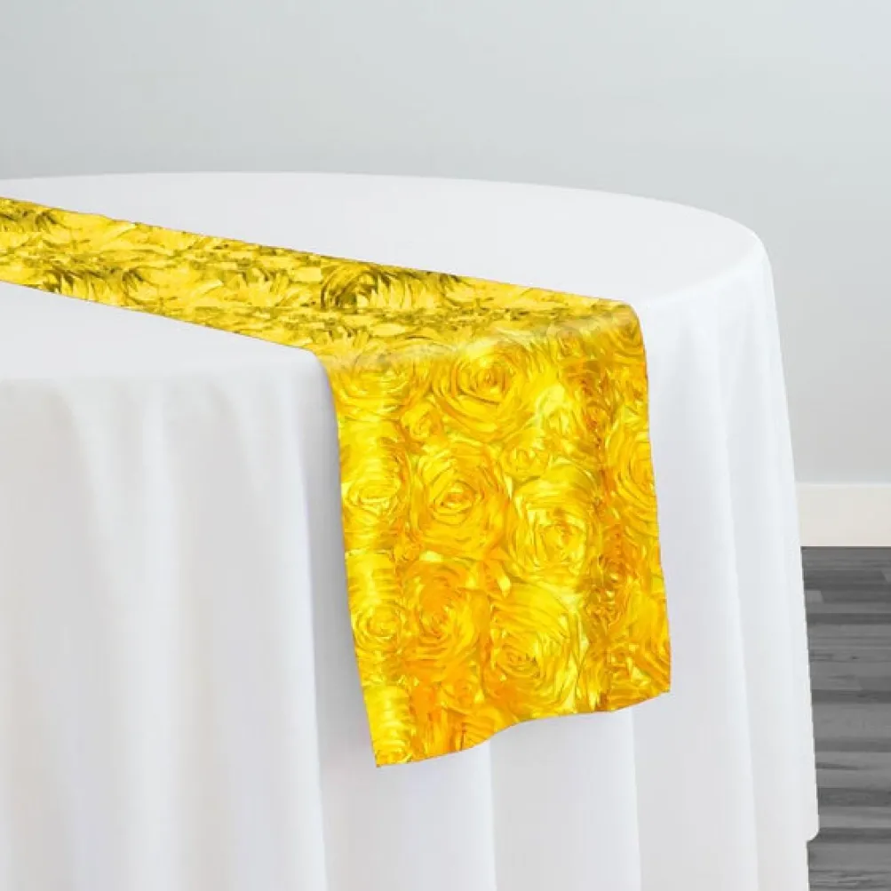 Rose Satin (3D) Table Runner in Yellow