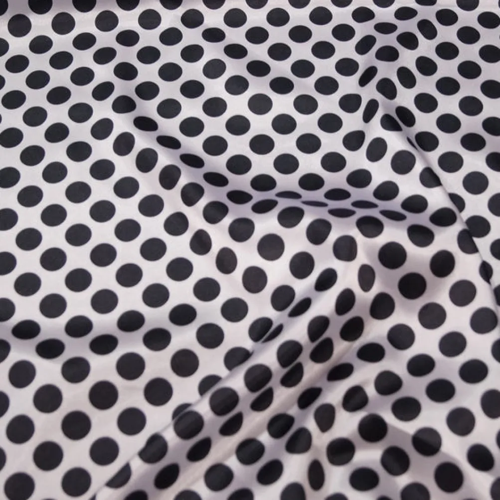 Satin Polka Dot Table Linen in Black and White
