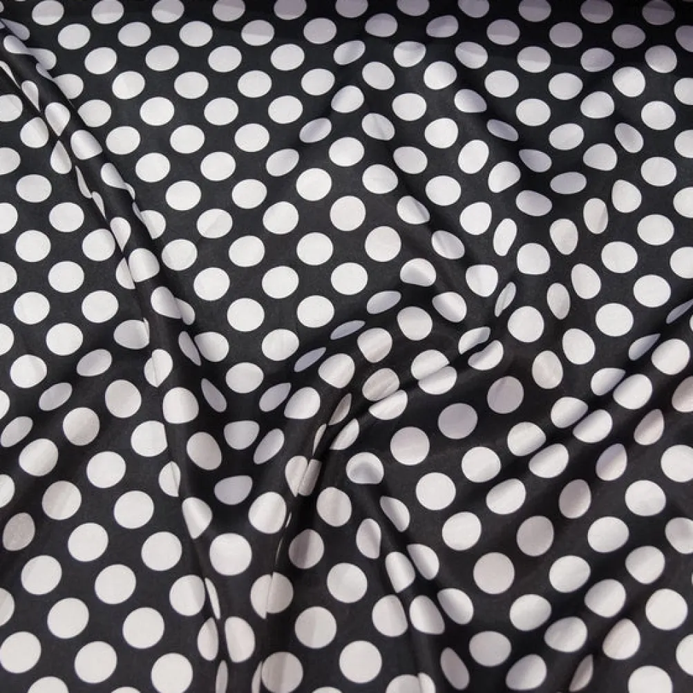 Satin Polka Dot Table Linen in White and Black