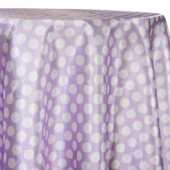 Satin Polka Dot Table Linen in White and Lilac
