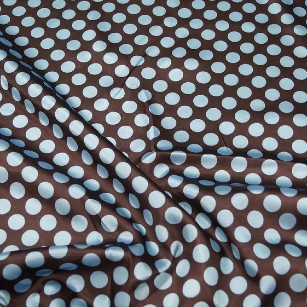 Satin Polka Dot Table Linen in Blue and Brown