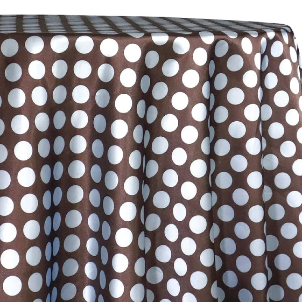 Satin Polka Dot Table Linen in Blue and Brown