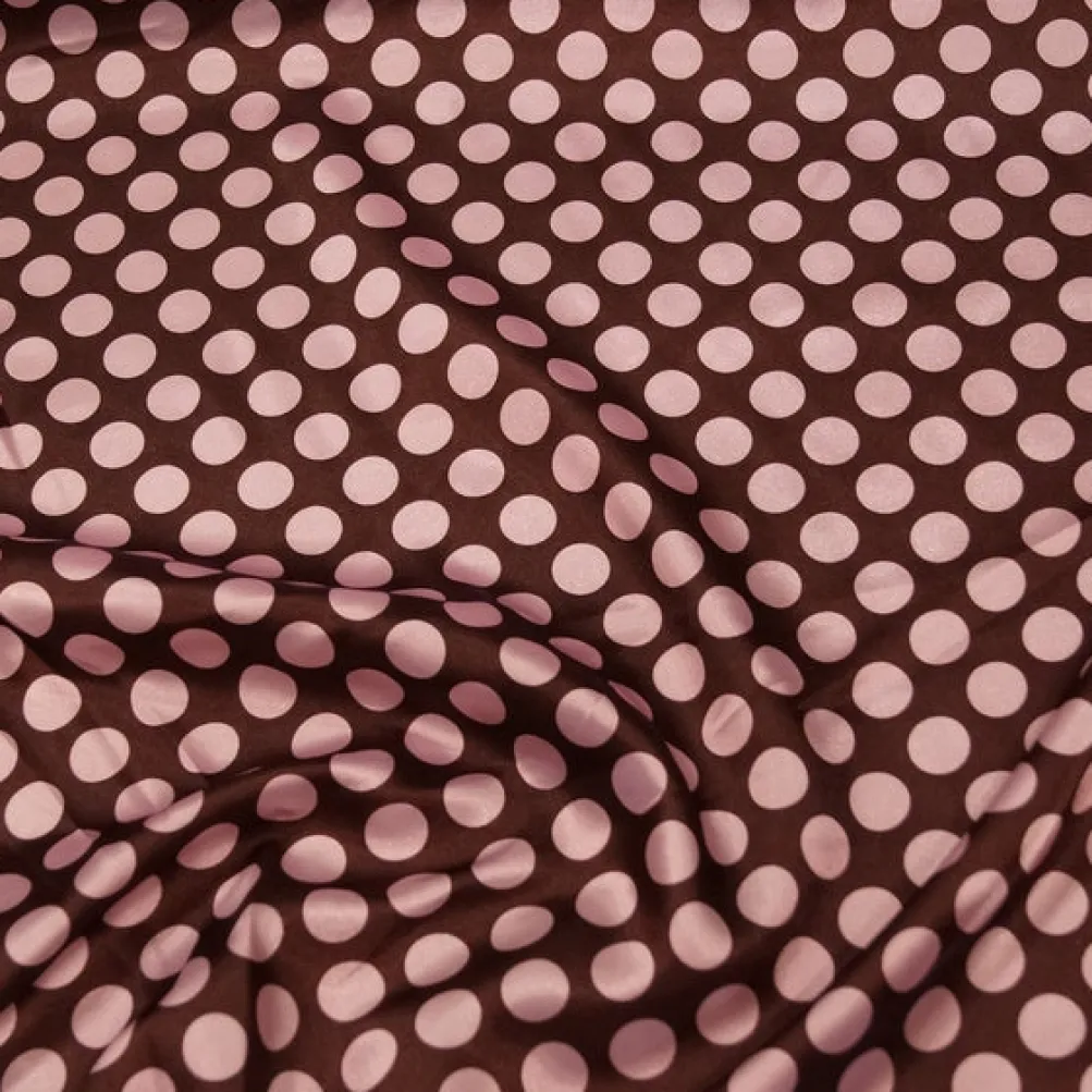 Satin Polka Dot Table Linen in Pink and Brown