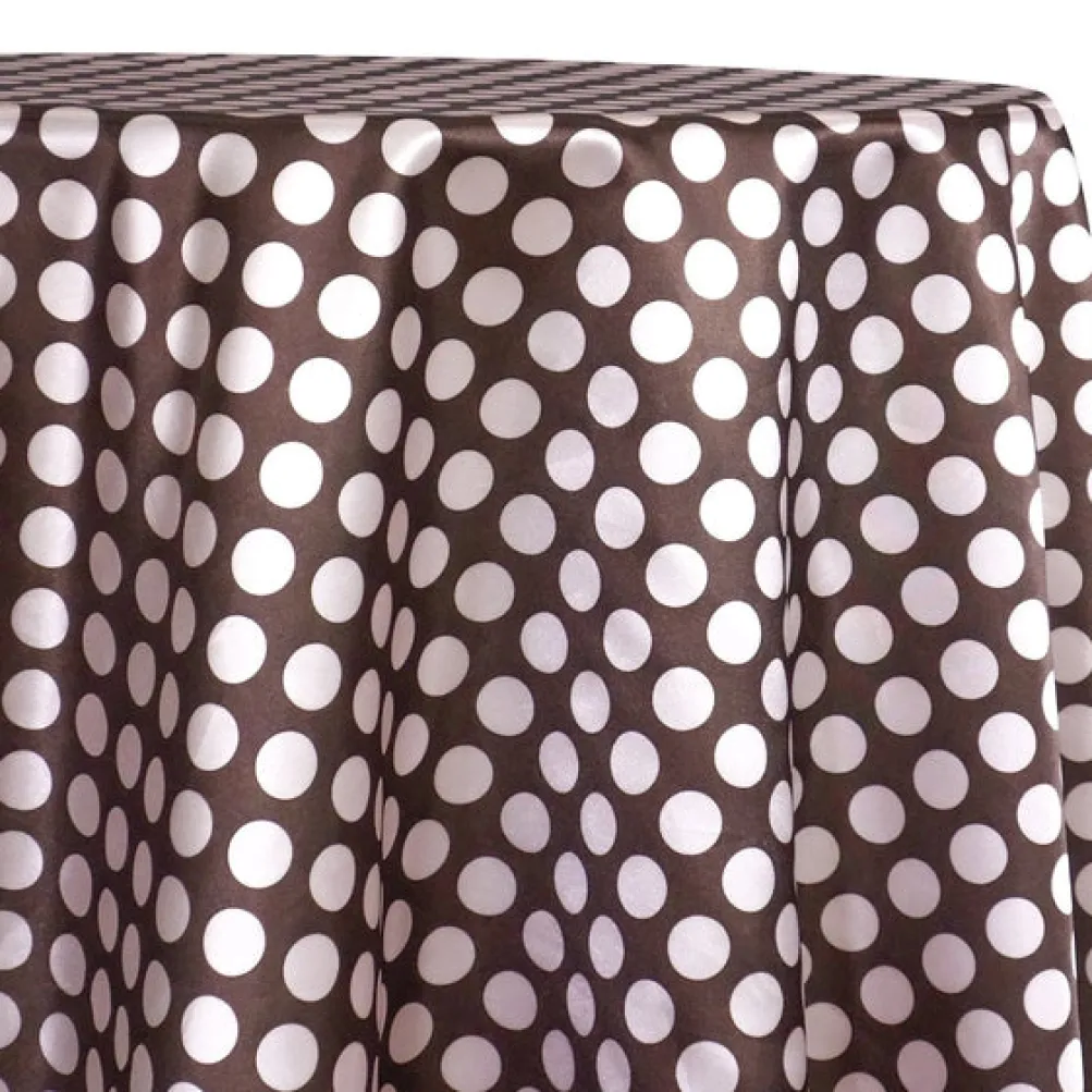 Satin Polka Dot Table Linen in Pink and Brown