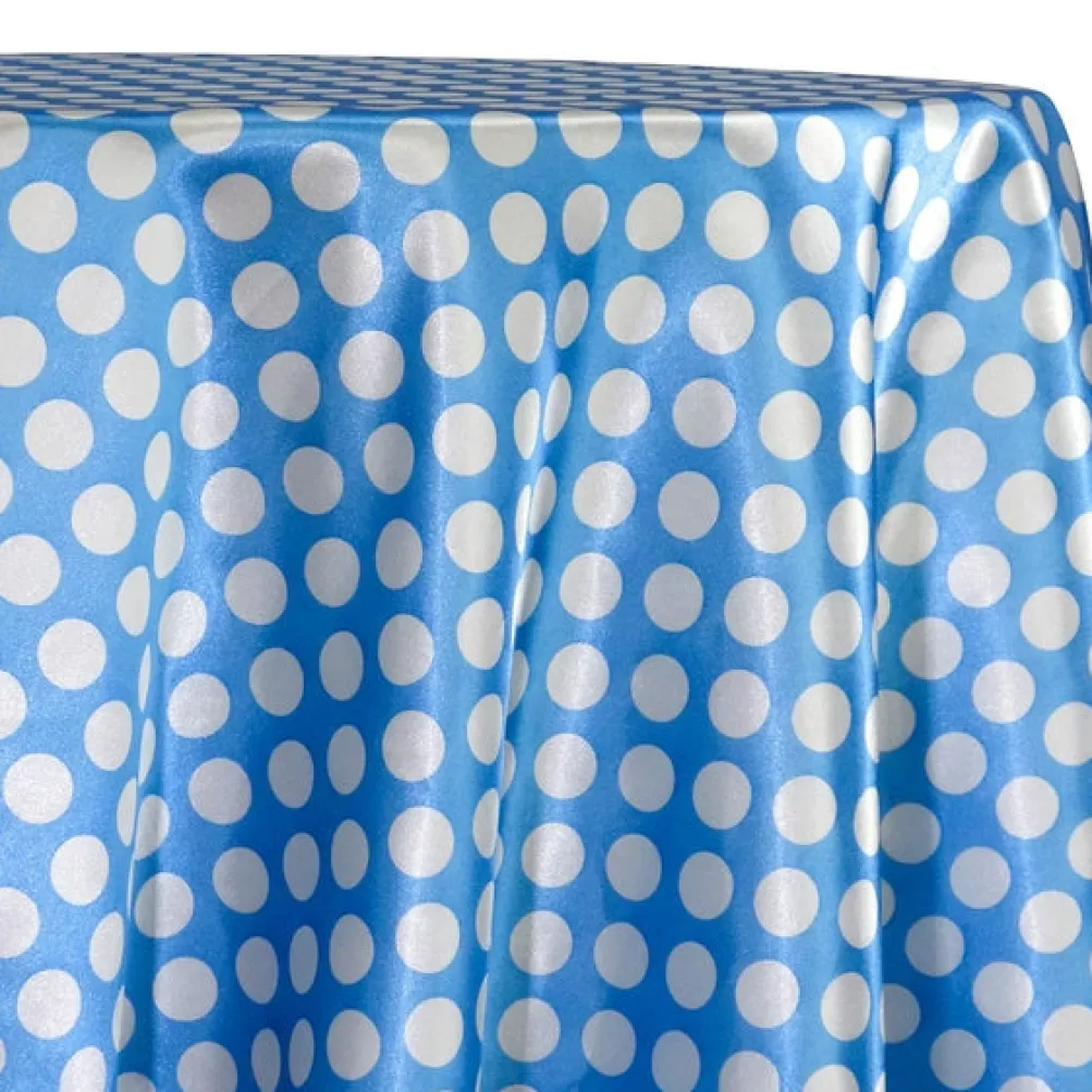 Satin Polka Dot Table Linen in White and Turquoise