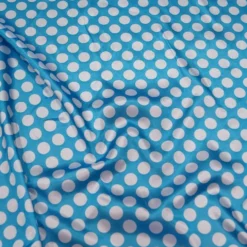 Satin Polka Dot Table Linen in White and Turquoise