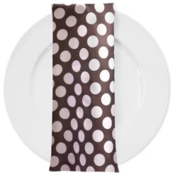 Satin Polka Dot Table Napkin in Brown and Pink