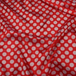 Satin Polka Dot Table Runner in White and Red