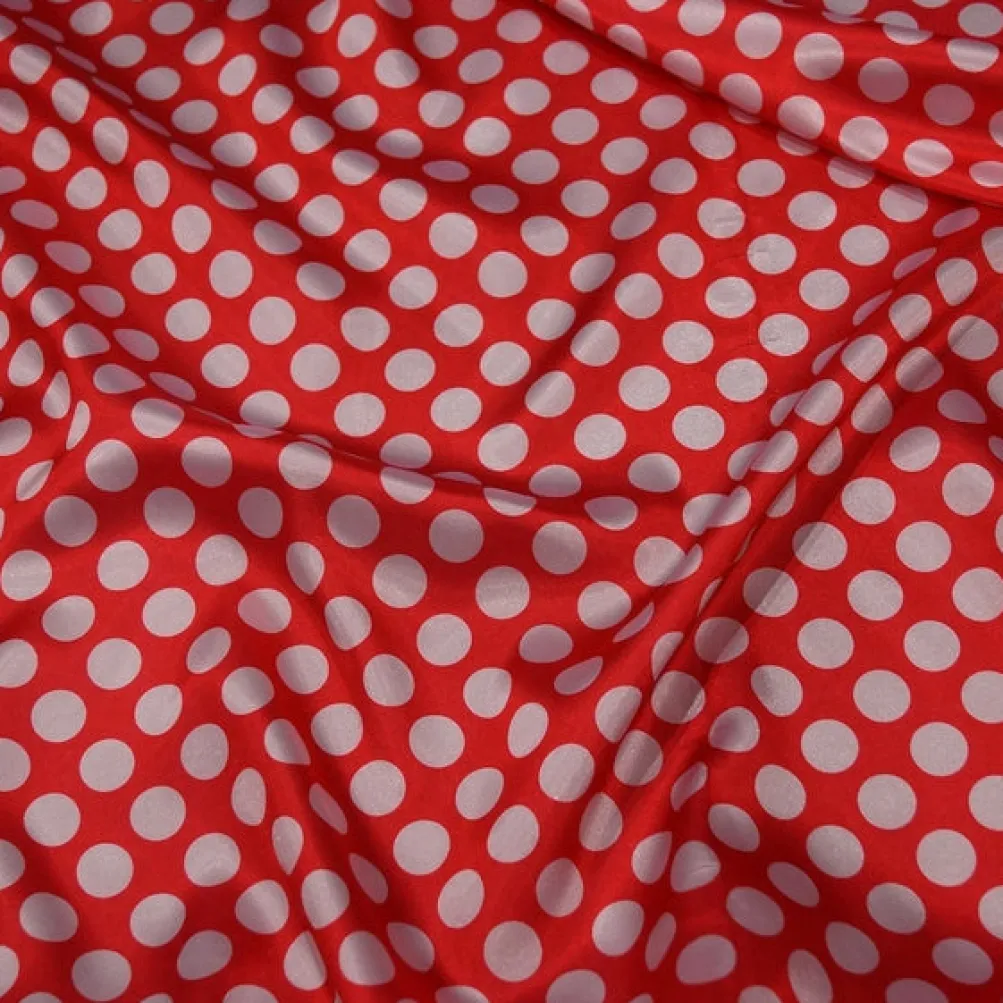 Satin Polka Dot Table Runner in White and Red