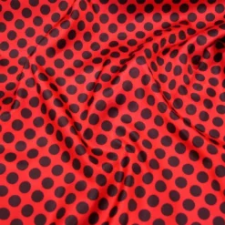 Satin Polka Dot Table Runner in Black and Red