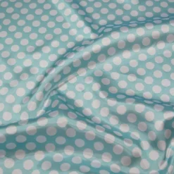 Satin Polka Dot Table Runner in White and Teal Green