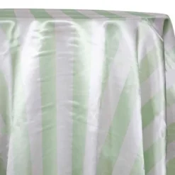 2" Satin Stripe Table Linen in White and Mint